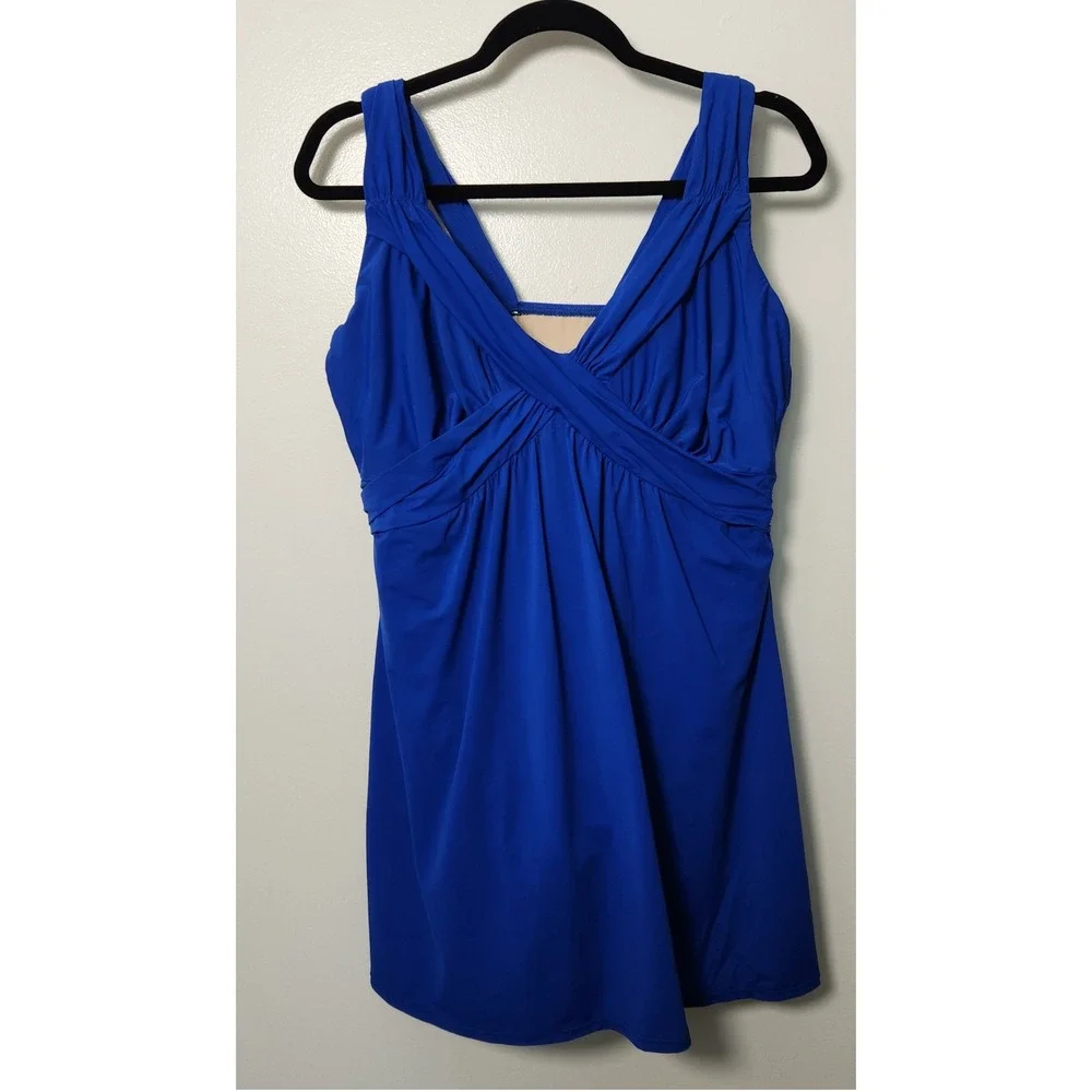Lands' End Women's‎ Royal Blue One Piece Swimsuit Dress Sz 18W Beach Vacation